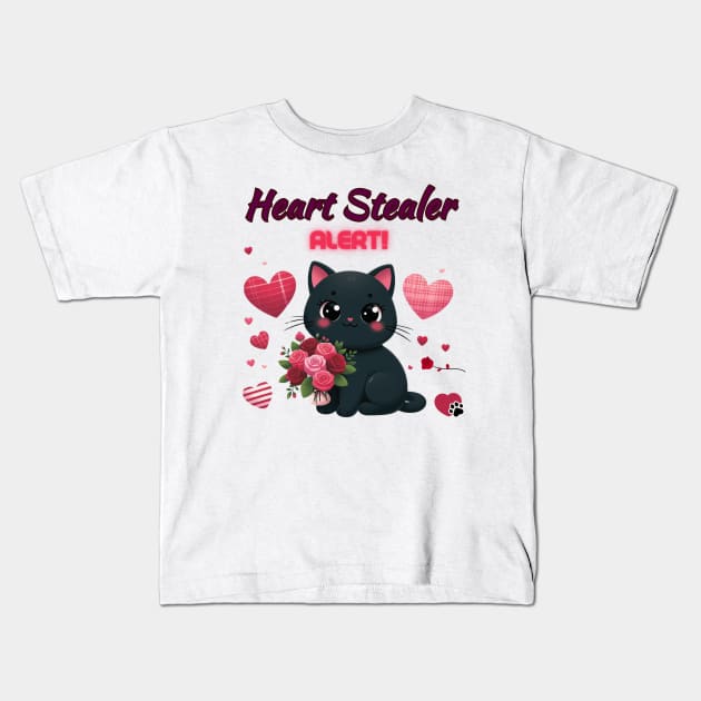 Heart Stealer Alert!- Exclusive Valentine's Design Kids T-Shirt by Caos Maternal Creativo